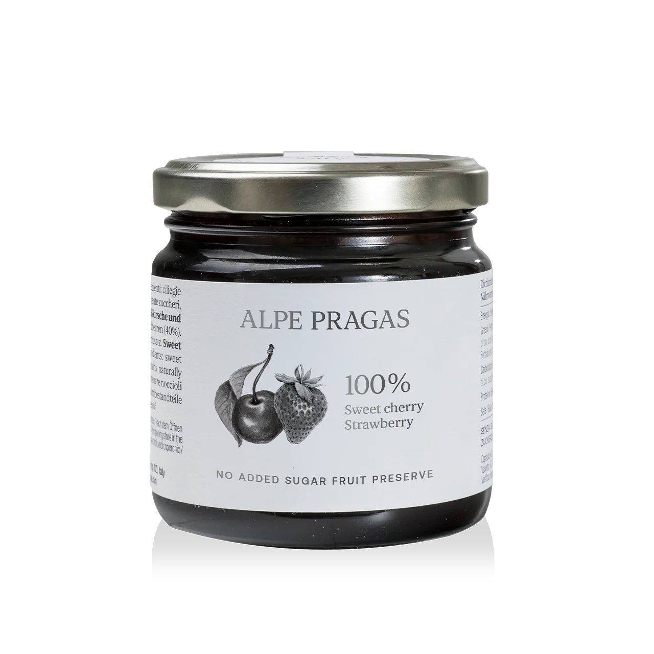 COMPOSTA DI CILIEGIA DOLCE E FRAGOLA 200G SENZA ZUCCHERI AGGIUNTI "ALPE PRAGAS"