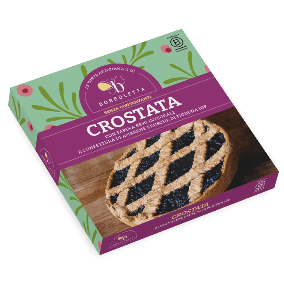 CROSTATA ARTIGIANALE CON FARINA INTEGRALE E AMARENE BRUSCHE DI MODENA I.G.P 435G "BORBOLETTA"