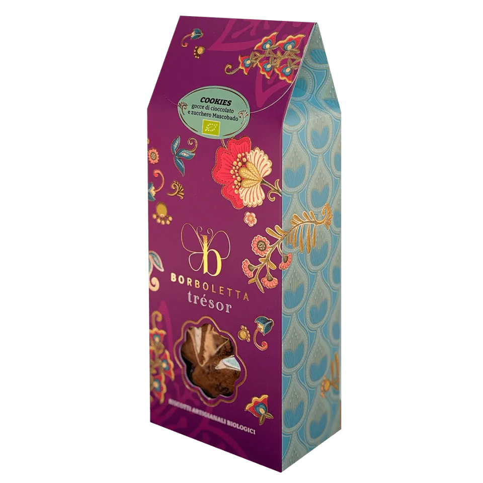 BISCOTTI COOKIES "GOCCE CIOCCOLATO E ZUCCHERO MASCOBADO" 135G BORBOLETTA