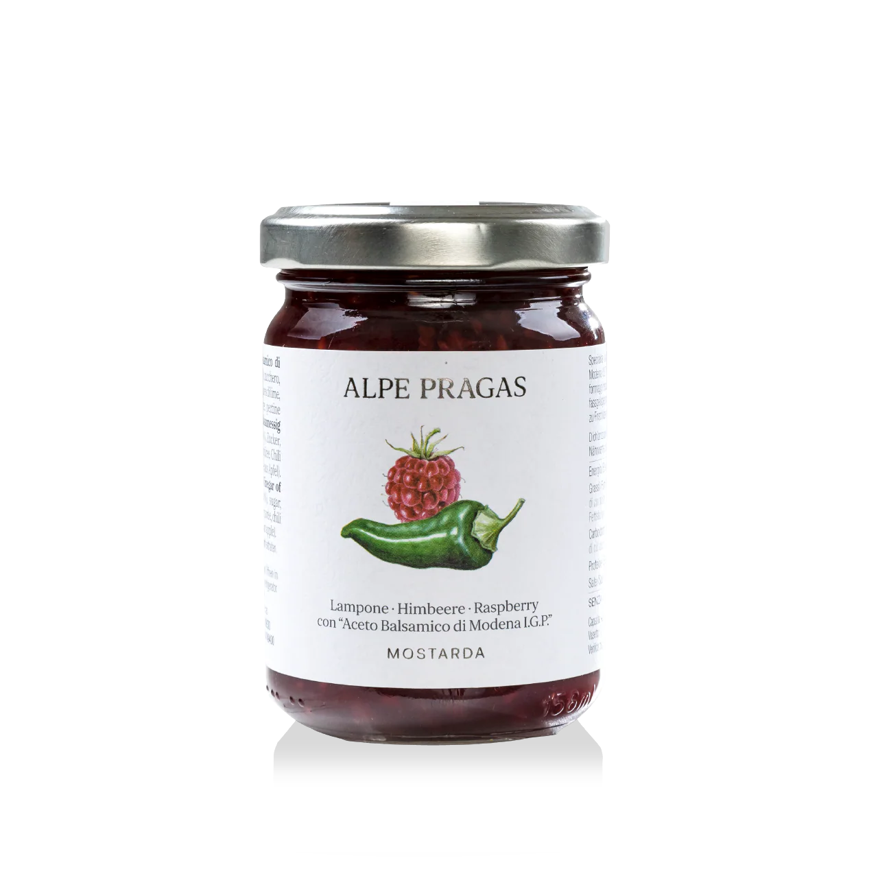 MOSTARDA DI LAMPONE CON ACETO BALSAMICO DI MODENA I.G.P 160g "ALPE PRAGAS"