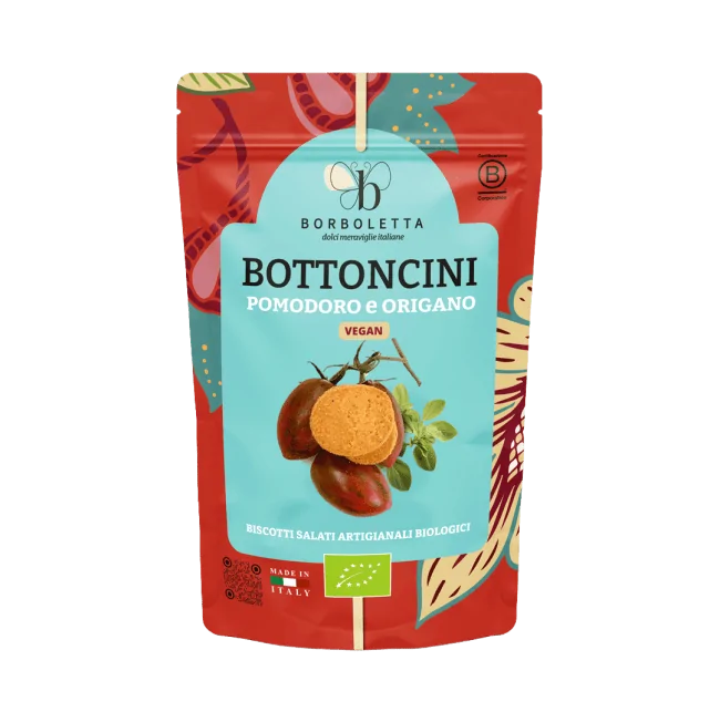 BOTTONCINI SALATI AL POMODORO E ORIGANO VEGAN 150G "BORBOLETTA"