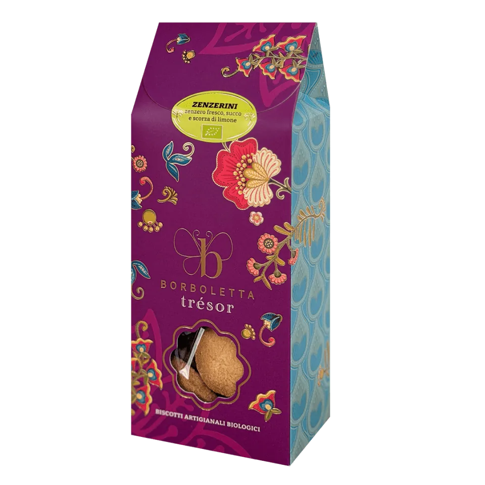 BISCOTTI ZENZERINI "ZENZERO,SCORZA & SUCCO DI LIMONE BIOLOGICO" 135G BORBOLETTA